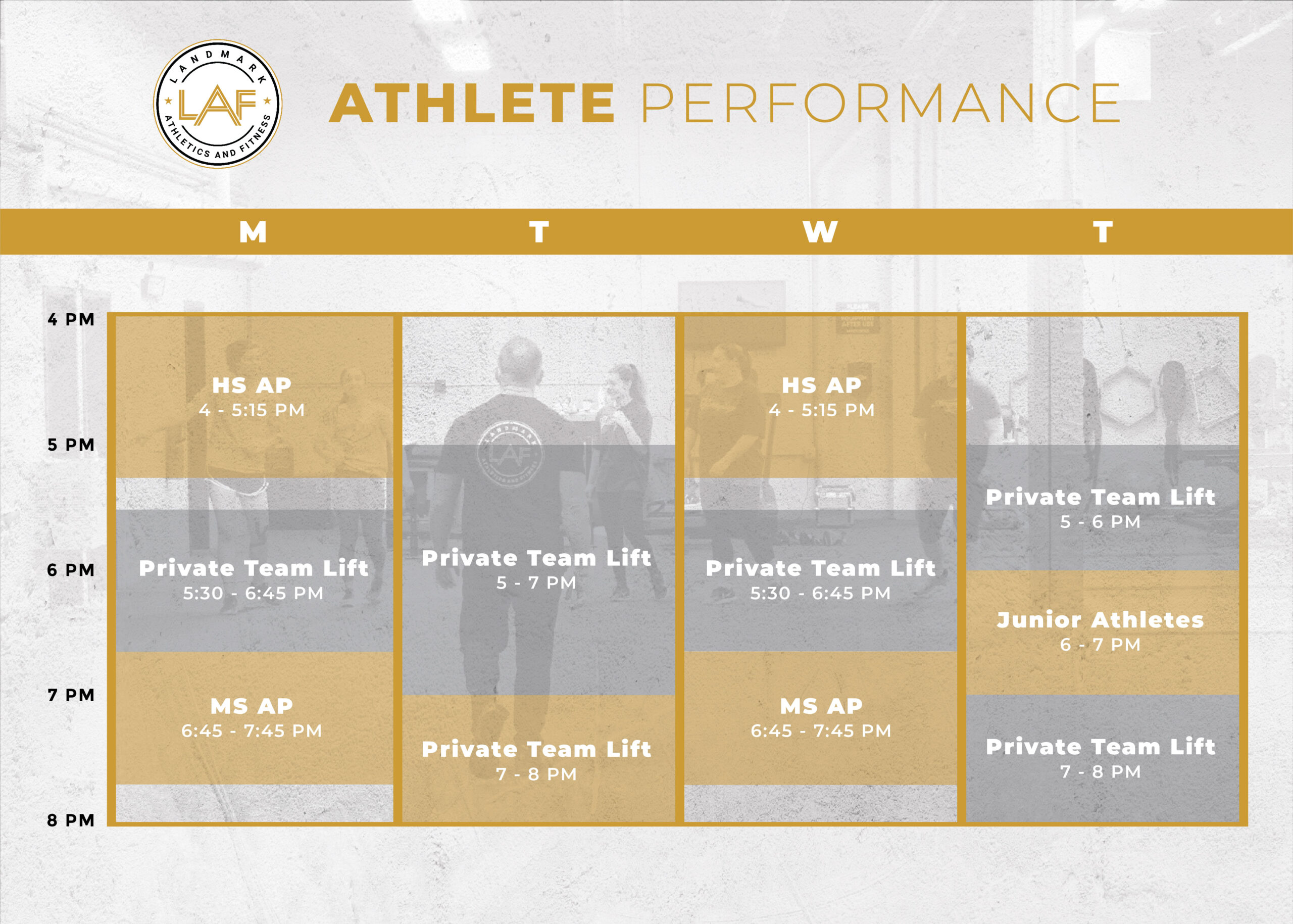 athlete performance schedule